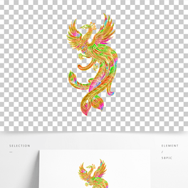 七彩凤凰彩虹飞鸟元素