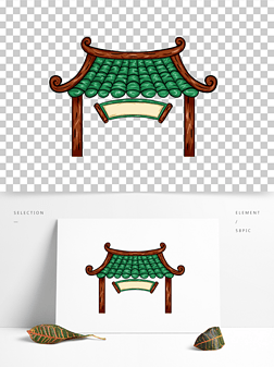 国潮手绘插画中国风门框