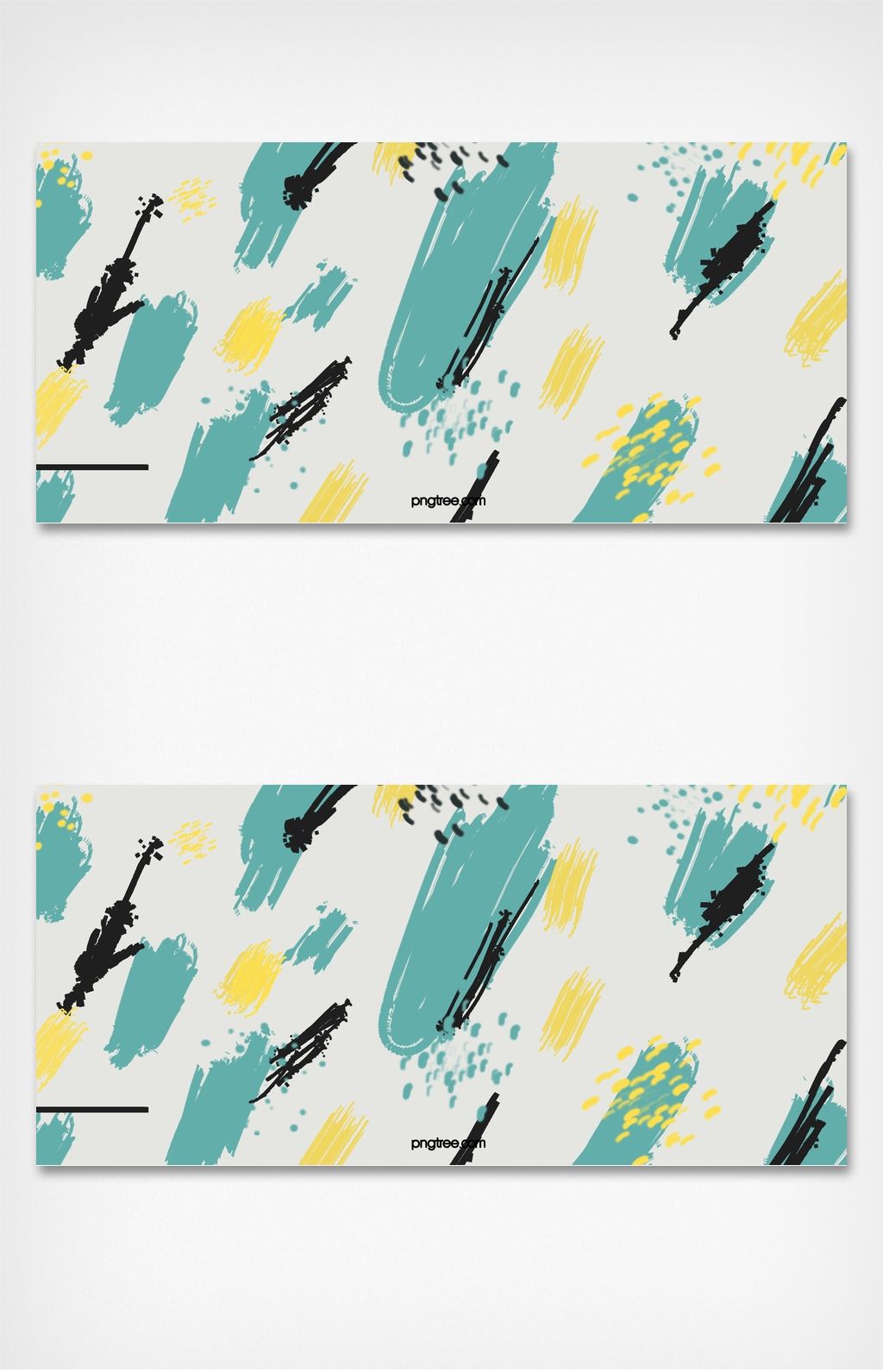 莫兰迪配色手绘黄蓝黑涂鸦色块笔刷背