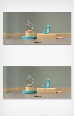 3d空间圆柱创意背景|抽象图形组合背景