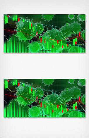 新型冠状病毒导致的股市下跌绿光背景