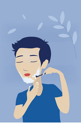 刮胡子的男人矢量插画