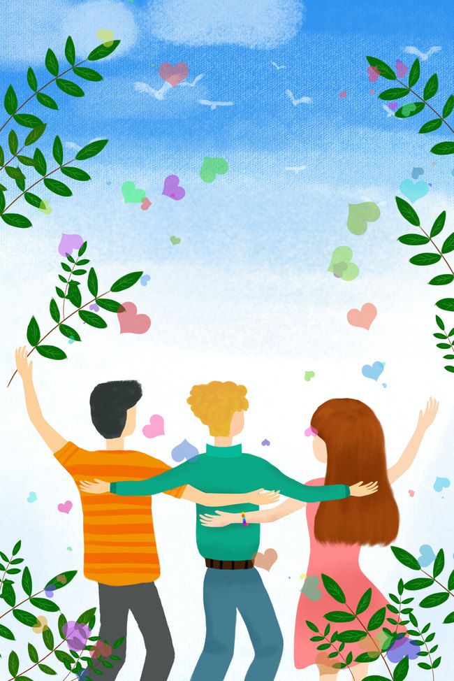 国际友谊日纯手绘插画友人橄榄枝小清