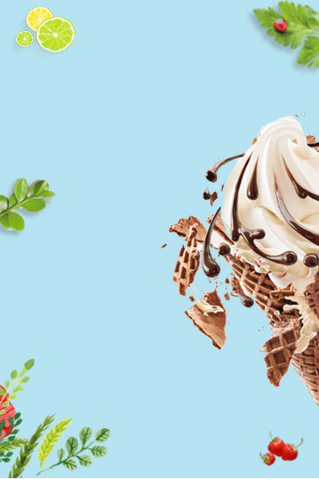 夏天冰激凌甜筒小清新海报背景