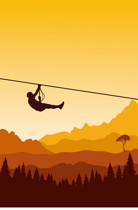 滑索人物运动插画