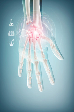 医疗科技创意合成手掌骨头广告背景