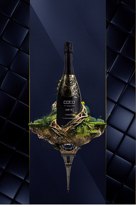 红酒品鉴大气质感埃菲尔铁塔海报