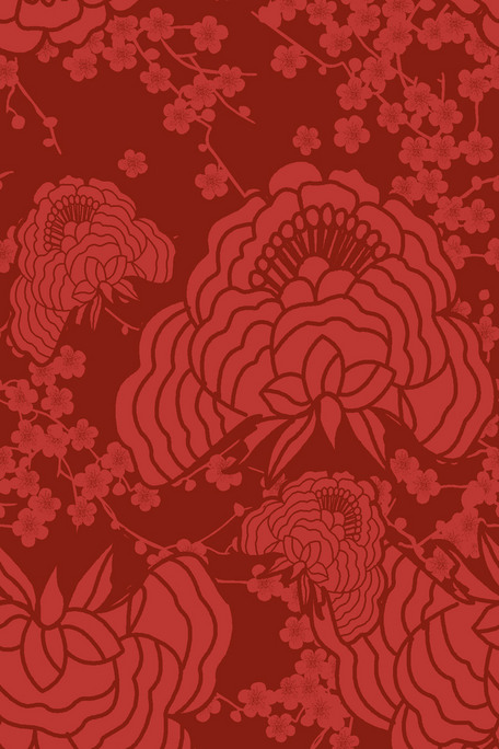 中国风复古大红色花纹纹理图案