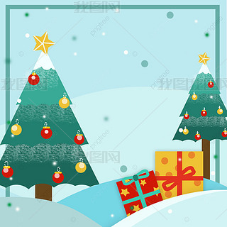 圣诞树下的礼物卡通背景