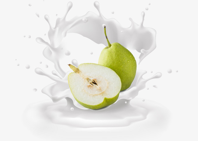 梨子掉入牛奶喷溅效果