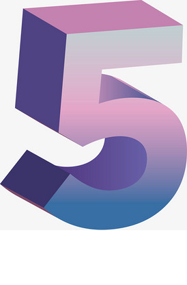 矢量立体蓝粉渐变免抠装饰数字5