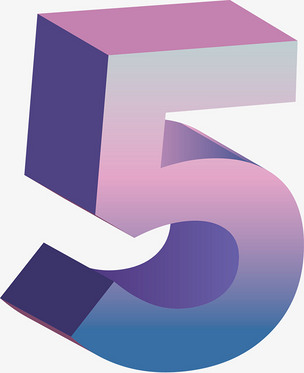矢量立体蓝粉渐变免抠装饰数字5