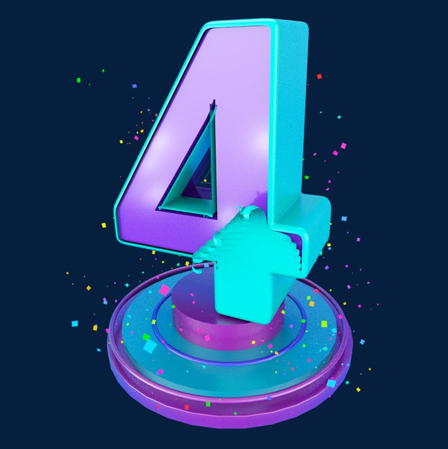 时尚多彩立体c4d倒计时数字4