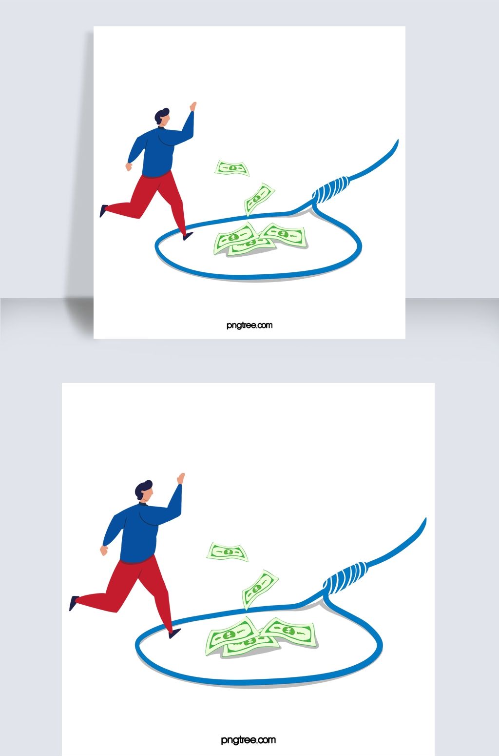 卡通手绘金钱圈套陷阱插画