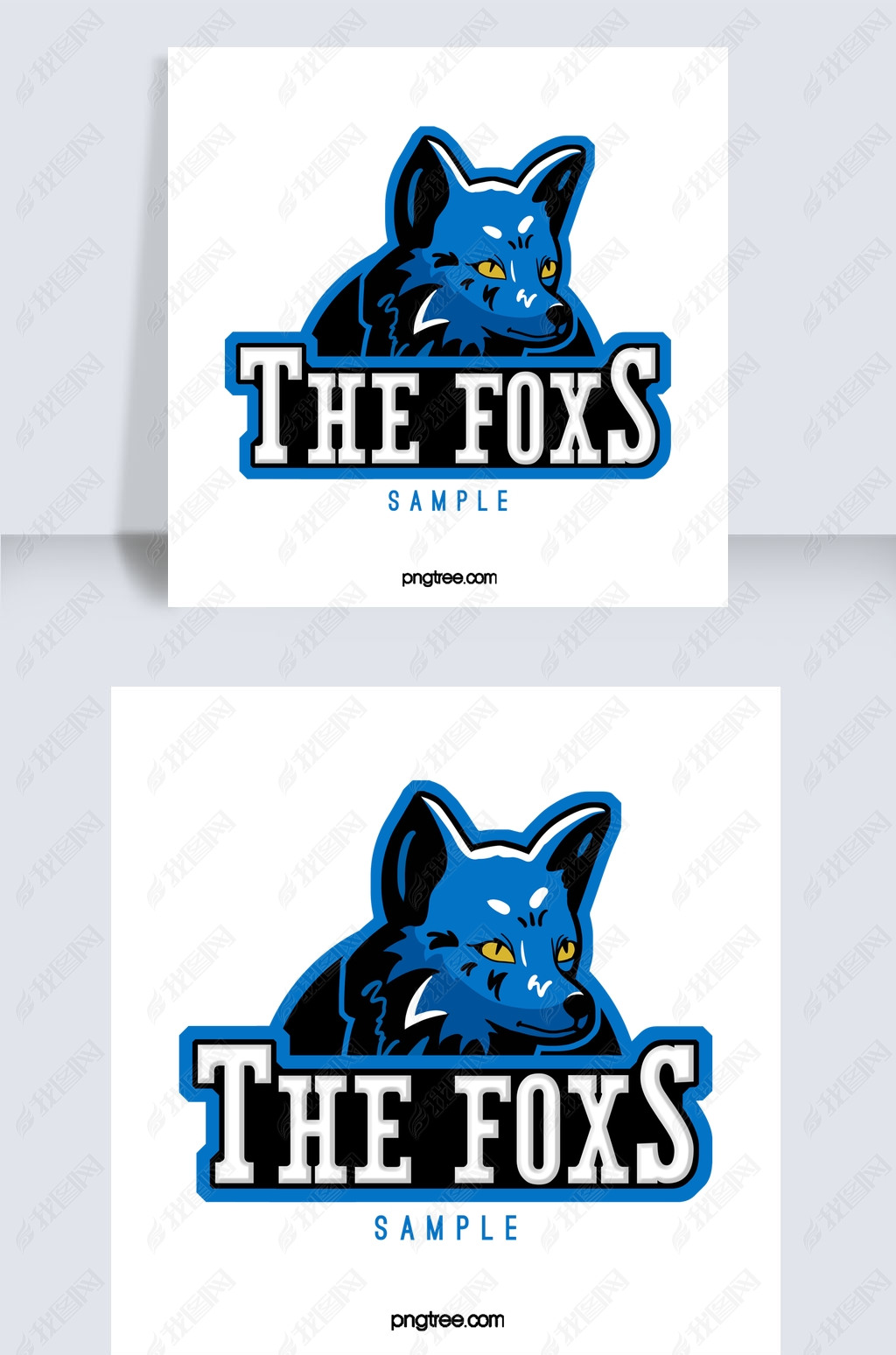 原创手绘蓝色狐狸俱乐部动物logo