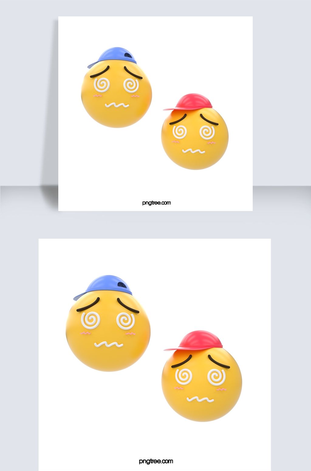 原创3d卡通立体球体头晕表情包搞笑版权可商用