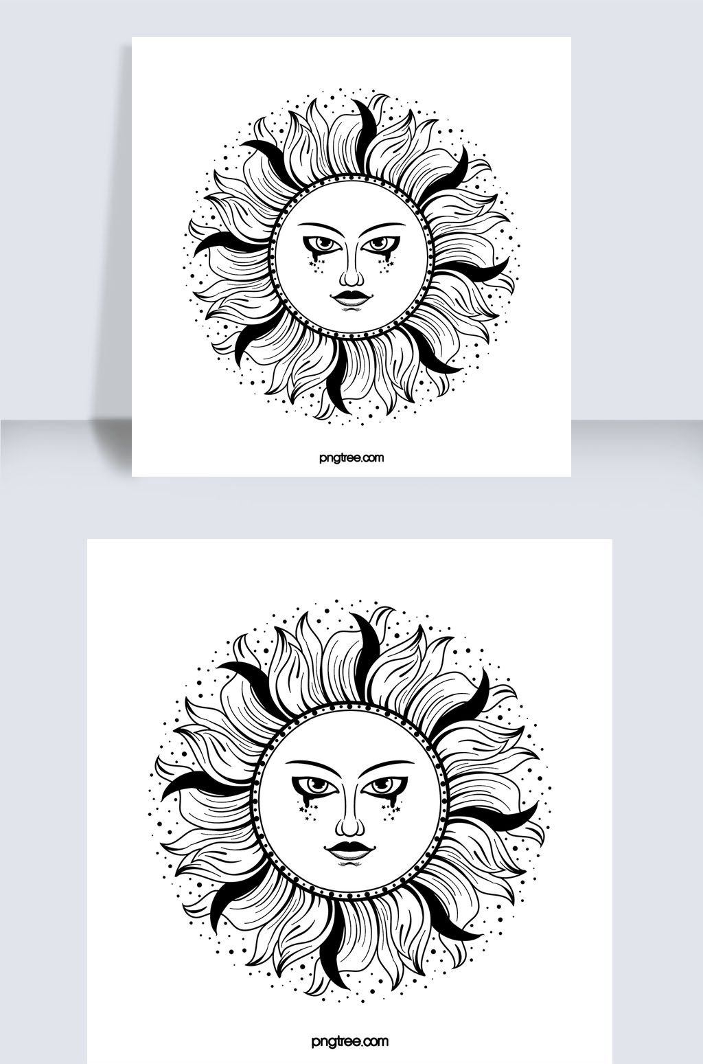 个性创意黑白太阳纹身