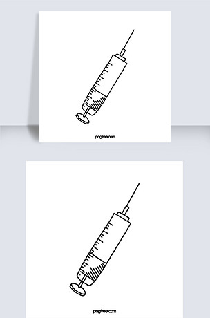 手绘黑线画医生医用针图
