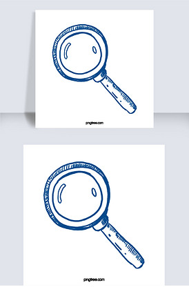 手绘线描学生学习用品放大镜插画