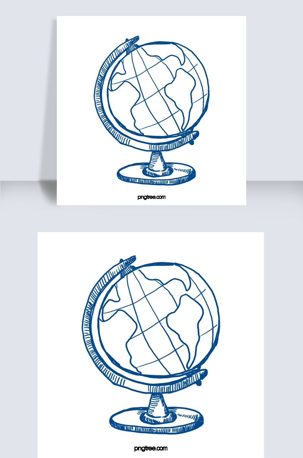 线描蓝色地球仪插画