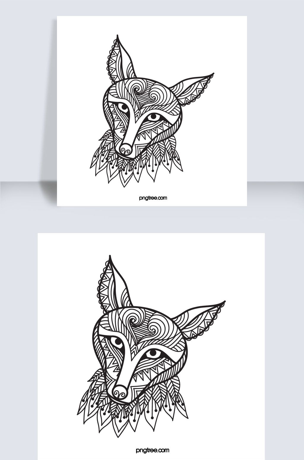 创意线条手绘狐狸动物头zentan.