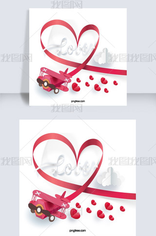 情人节红丝带纸飞机爱