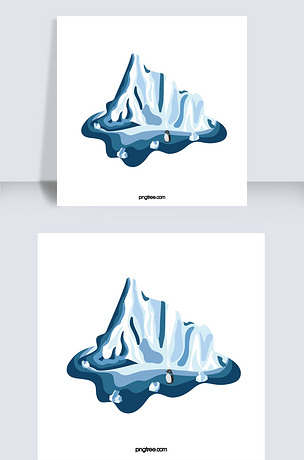 卡通手绘冰川融化元素