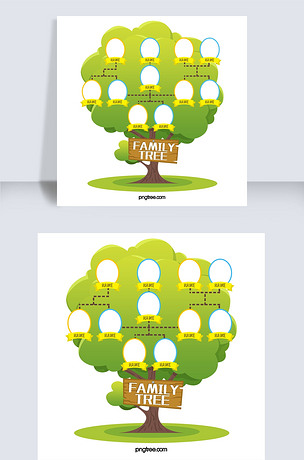 手绘大树家族树familytree家庭关系家谱