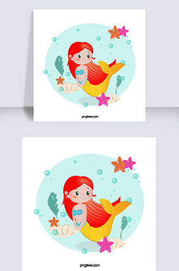 彩色手绘美人鱼