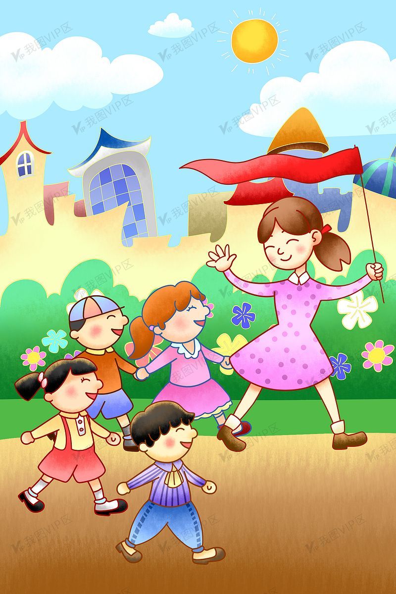 幼儿园儿童教育大合唱手绘插画