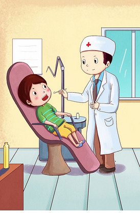 牙医给小孩看牙卡通