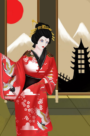 日式和风手绘插画
