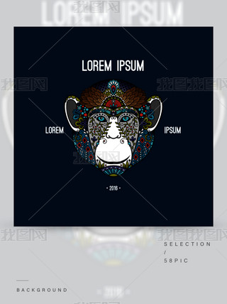 时髦的猴子头图腾海报