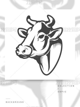 牛头白底logo设计向量素材