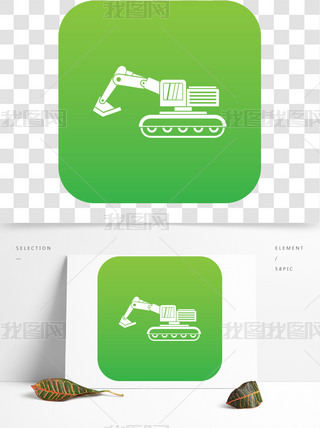 数字式绿色隔离挖掘机图标