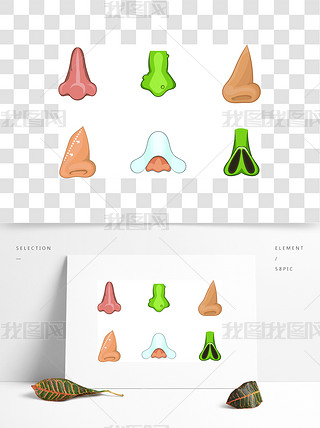 卡通鼻子图标集动画片套在白色背景中传