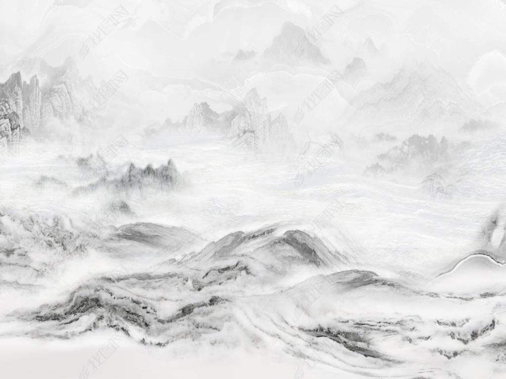 花纹图案大理石纹中式水墨山水画千山万水石材花纹图案家居数码图案
