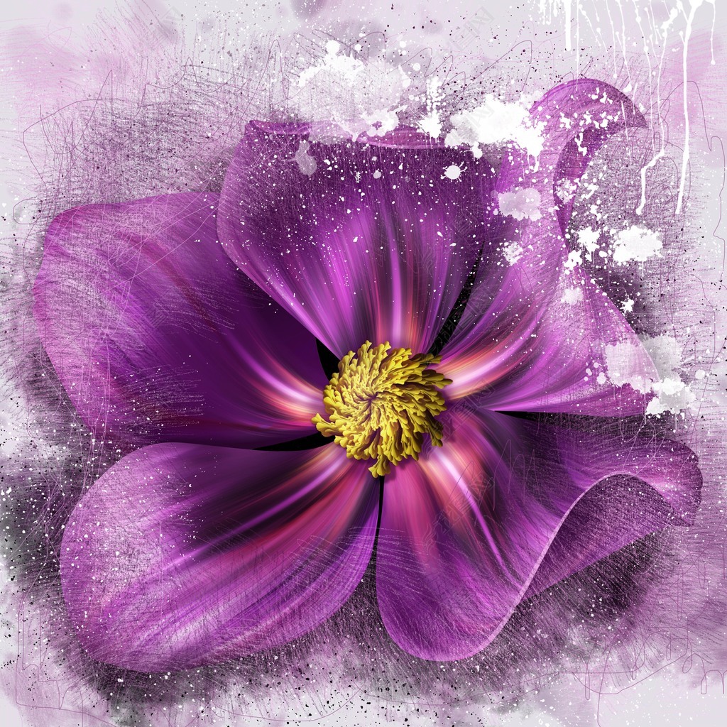 花纹图案原创手绘抽象油画乡村现代简约花卉花纹图案家居数码图案