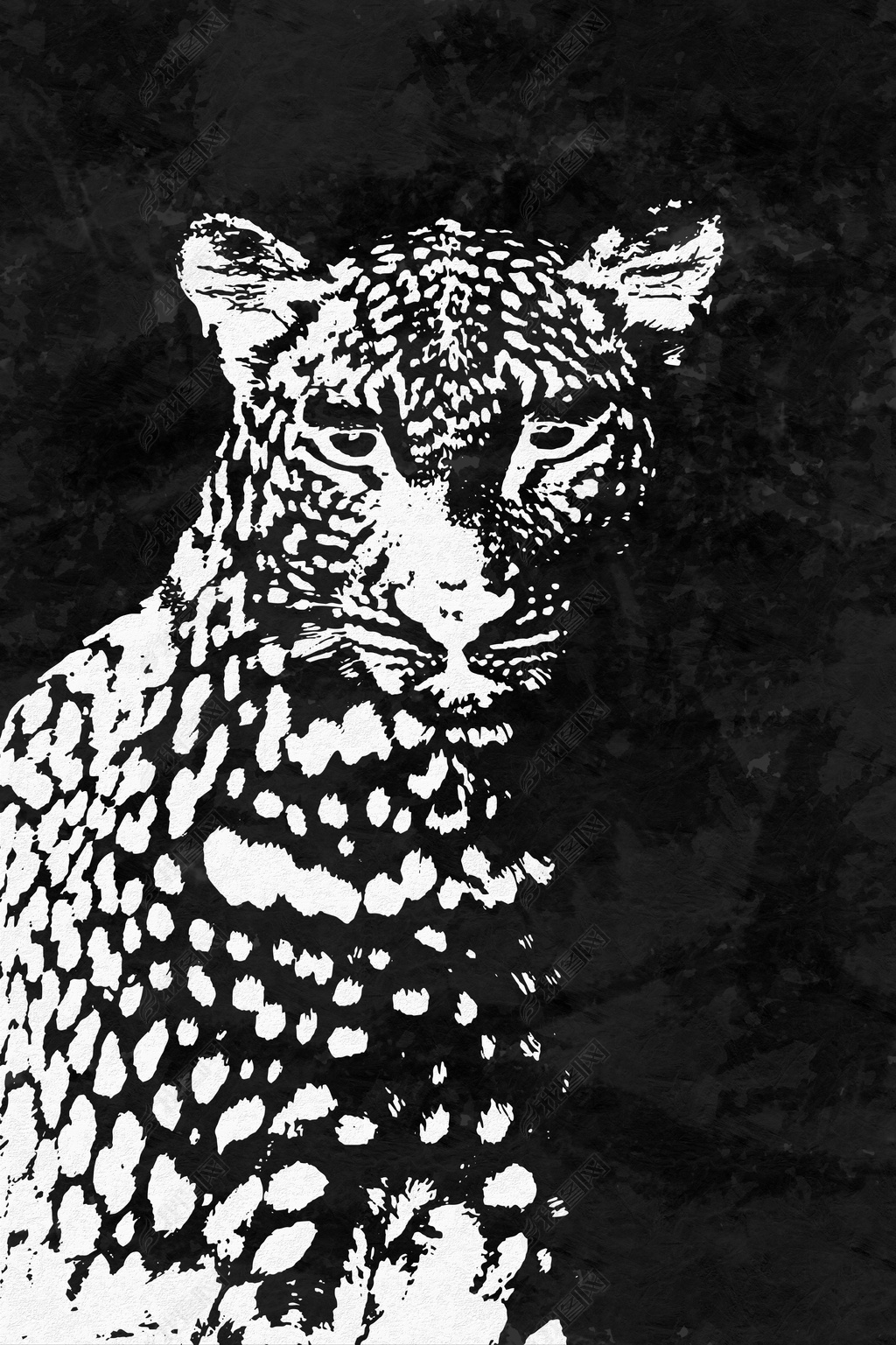 花纹图案-现代简约轻奢时尚黑白手绘画豹子艺术装饰品花纹图案家居