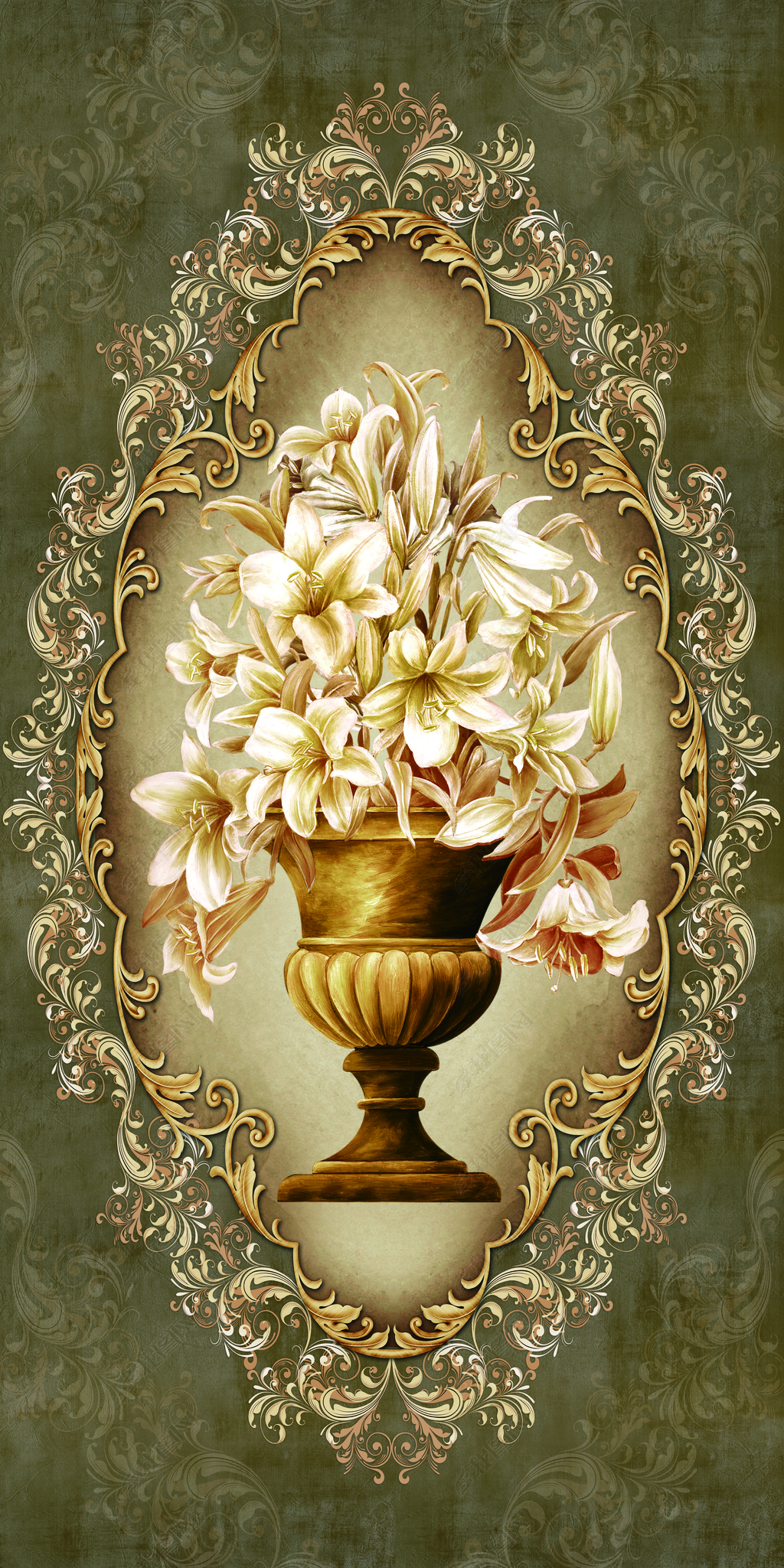 花纹图案欧式复古复式楼电视壁画花纹图案家居数码图案