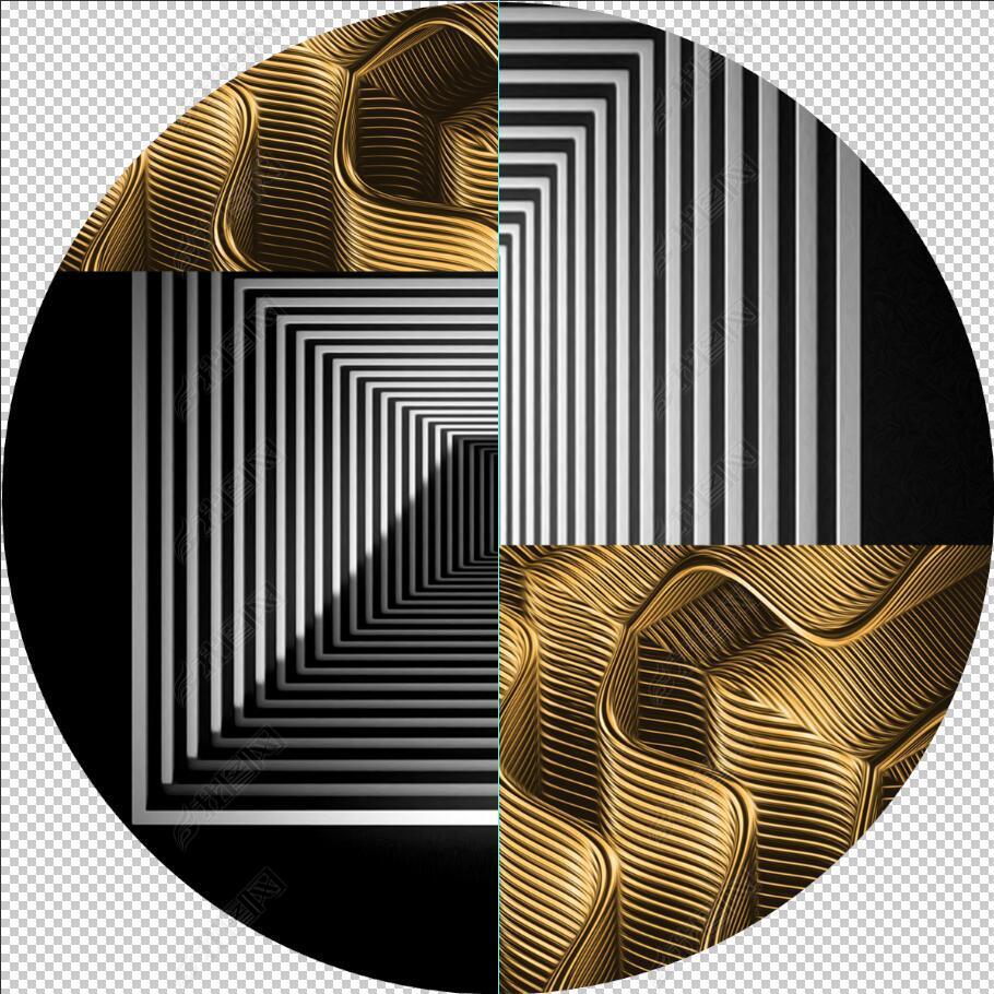 花纹图案后现代轻奢创意黑白条纹抽象几何肌理金箔圆形花纹图案家居