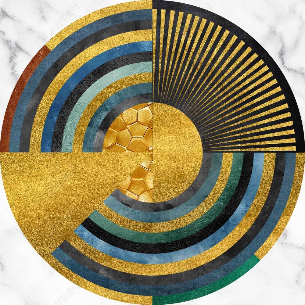 花纹图案现代简约抽象金色圆圈几何线条轻奢花纹图案家居数码图案