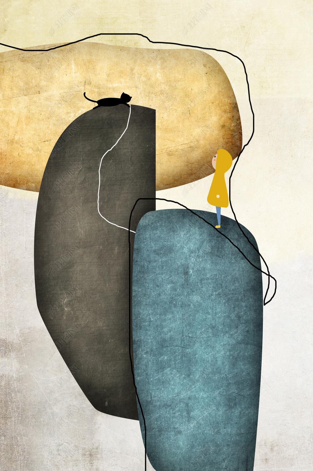 花纹图案现代简约北欧创意艺术抽象小黛小女孩房间花纹图案家居数码