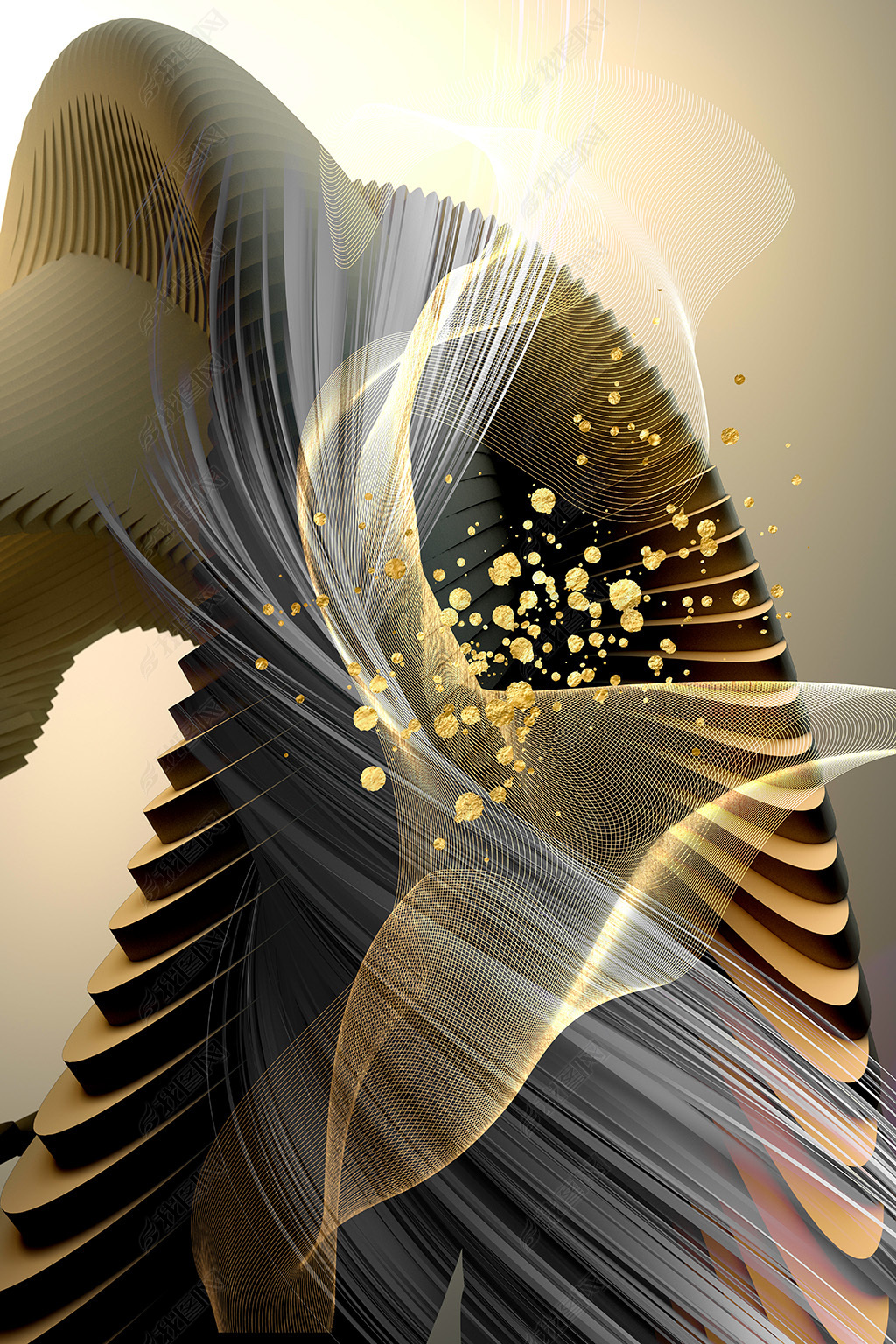 花纹图案现代概念抽象鎏金水墨后现代轻奢北欧花纹图案家居数码图案