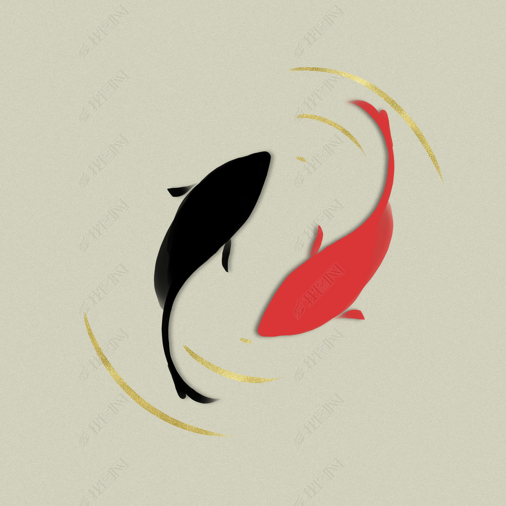 原创花纹图案新中式抽象轻奢意向太极鱼圆形花纹图案家居数码图案版权