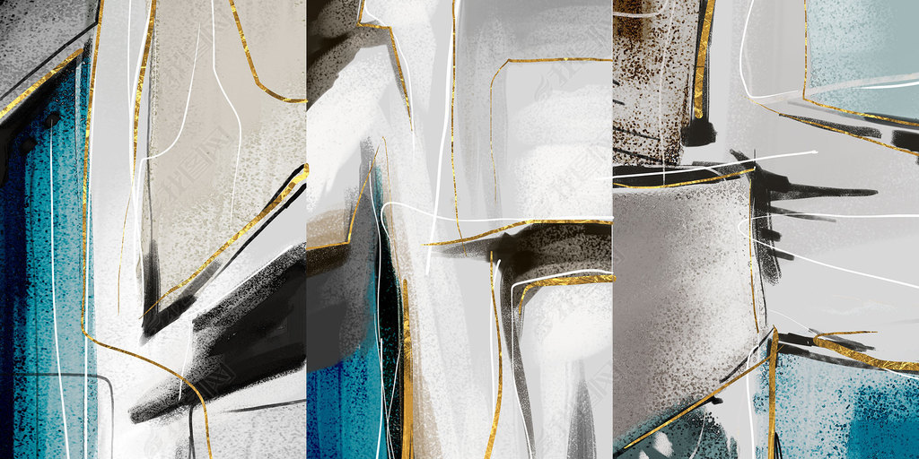 花纹图案-现代简约手绘抽象几何油画后现代北欧2花纹图案家居数码图案