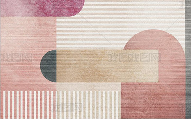 原创花纹图案-北欧简约轻奢ins粉色小清新民宿地垫花纹图案家居数码