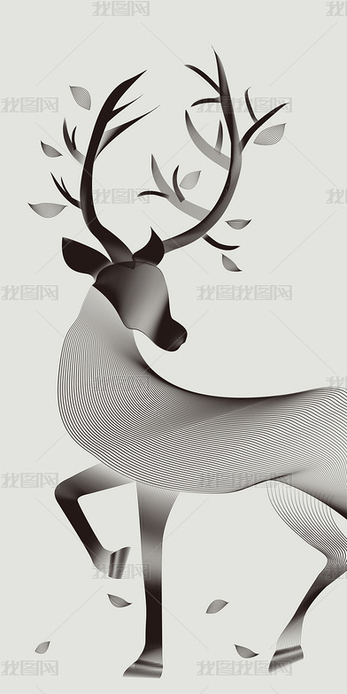 花纹图案摩尔纹欧简抽象线条动物麋鹿后现代花纹图案家居数码图案