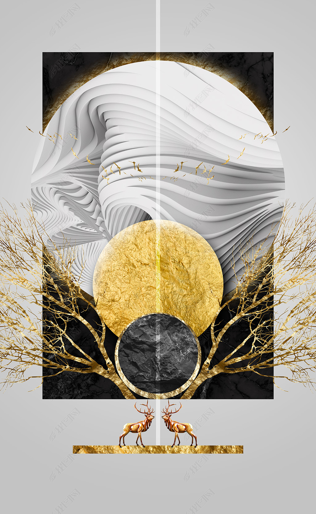 花纹图案北欧后现代艺术轻奢抽象几何清新风景花纹图案家居数码图案