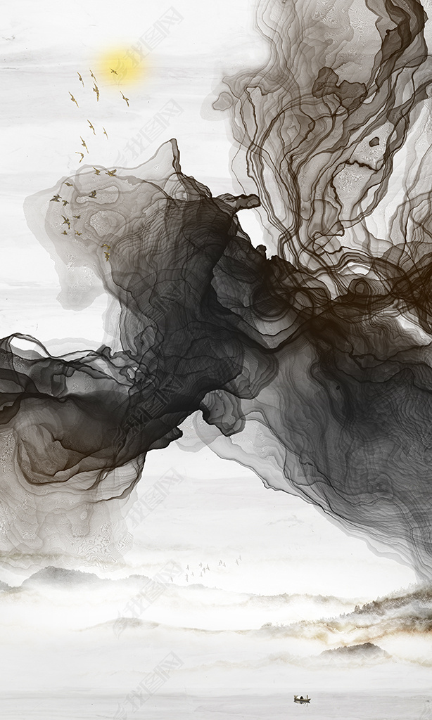 花纹图案抽象水墨线条山水石纹花纹图案家居数码图案